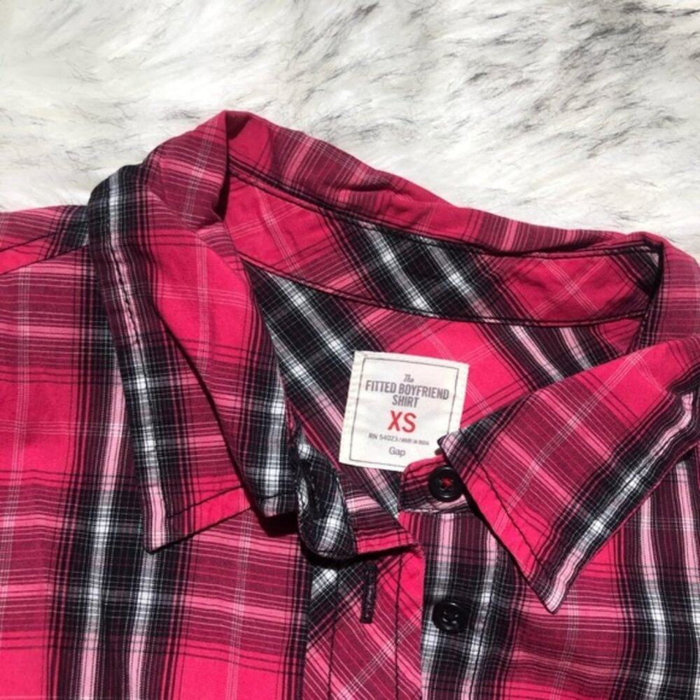 Gap Pink and Black Plaid Boyfriend Button Down Shirt - Picture 4 of 6